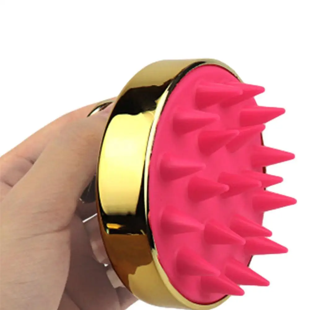 

Shampoo Massage Hair Beard Comb Silicone Brush Electroplated Shampoo Head Body Scalp Hair Salon Styling Tools Hair Combs