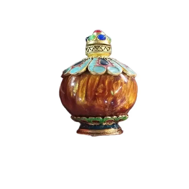 

Collection of pure hand carved willow snuff bottle inlaid with eyestones