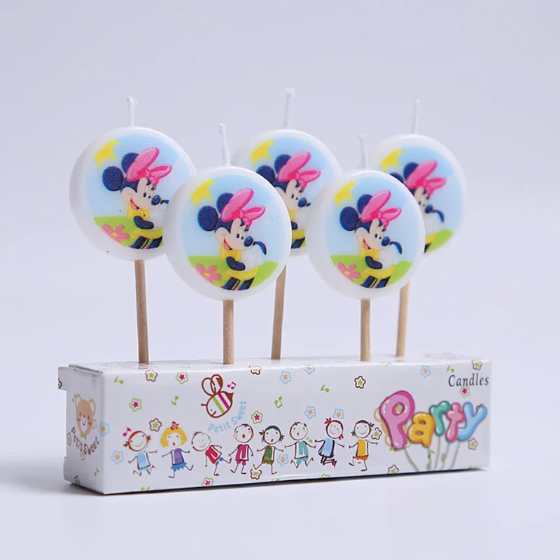 5 шт. милый Микки Минни свечи с изображением мышей кекс Топпер для дня рождения