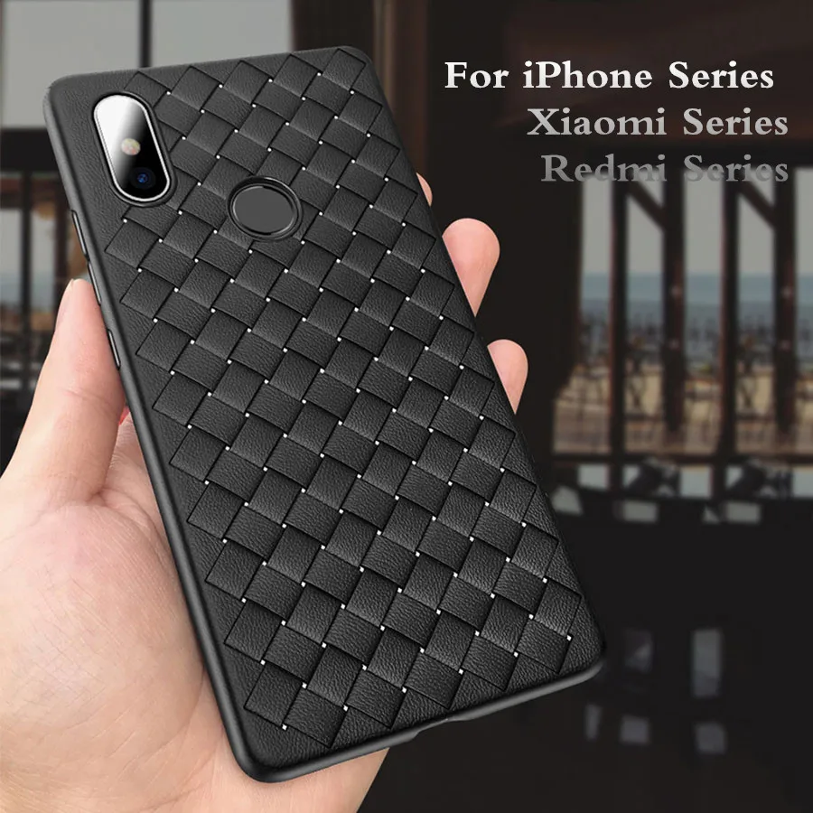 Роскошный Плетеный чехол для iPhone 11 Pro Max Xs X XR 7 8 Plus Xiaomi Mi 9 SE A3 Redmi Note 6 мягкие