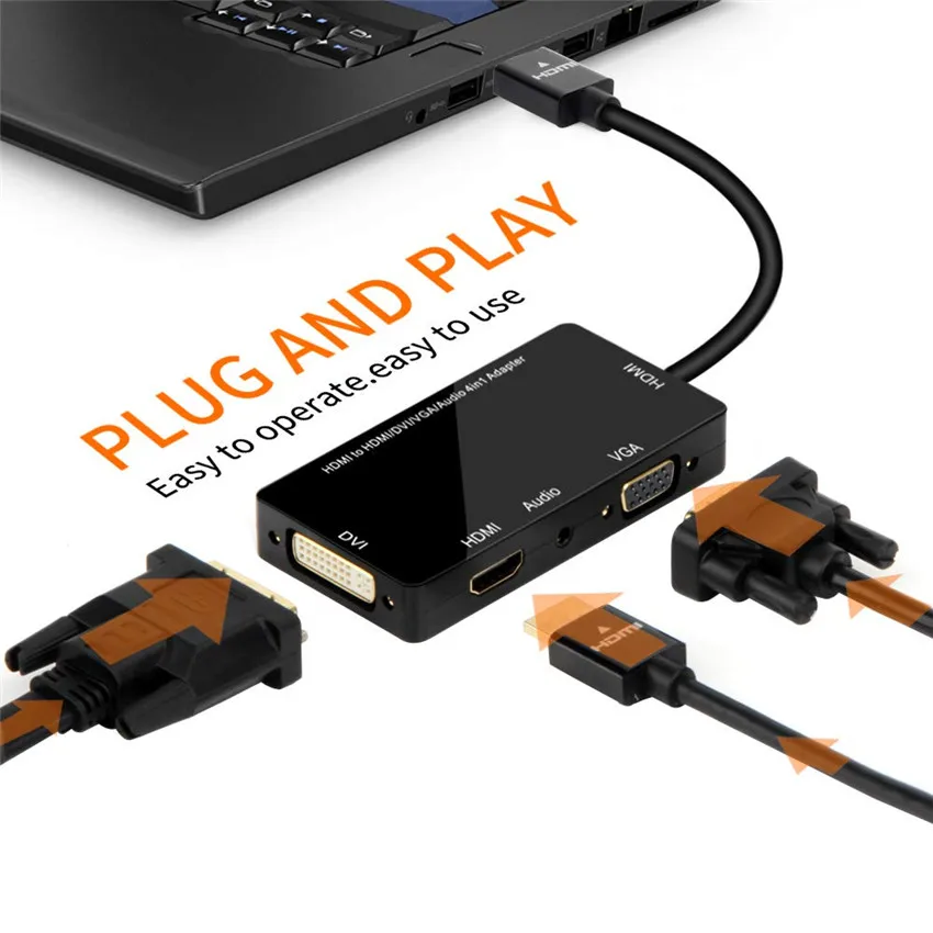Multiport 4-in-1 Adapter Splitter HDMI-compatible 4K@30Hz DVI VGA Cable for HDTV PS3 | Электроника