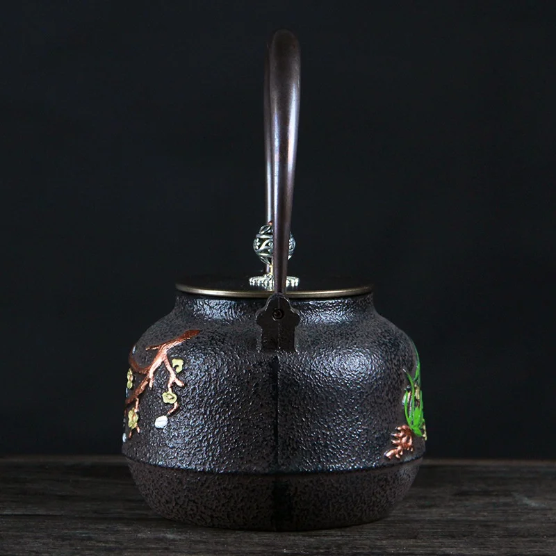 

1100ml Plum Blossom orchid Cast Iron Health tea Kettle Home Handmade Japanese Teapot Boiling Water Tea Set