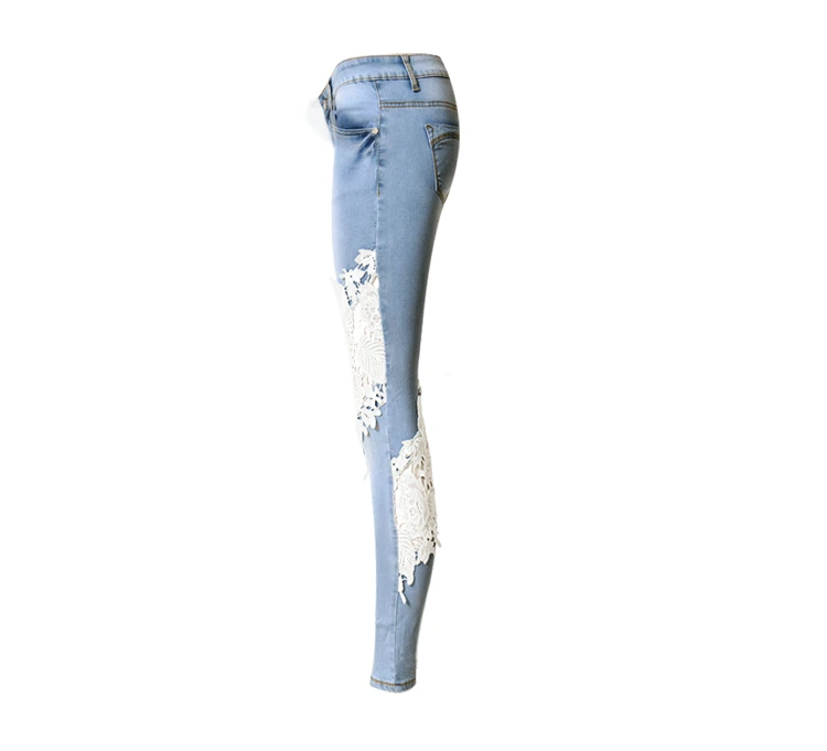 

High-Waist Jeans Pencil-Pant Woman Spliced Female Fashion Hole Sexy DM001