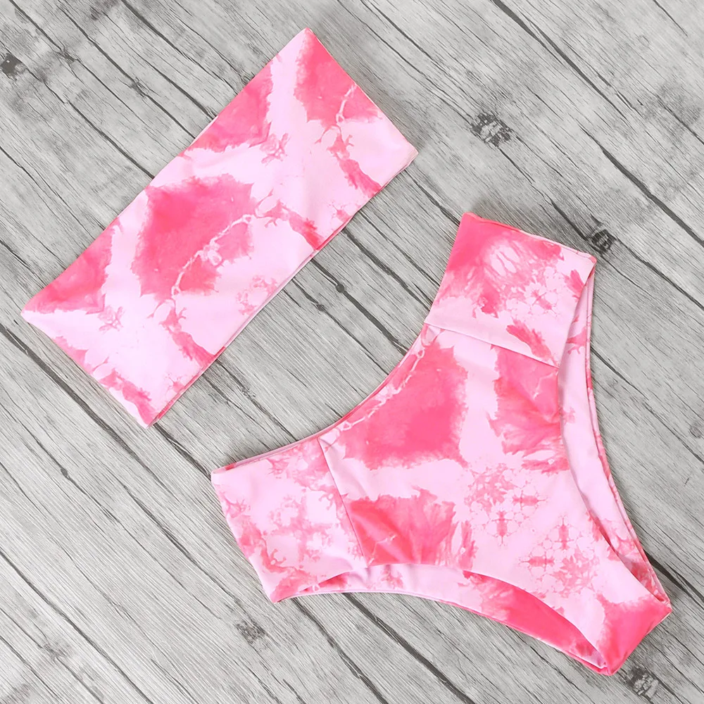 Комплект Бикини бандо 2021 с высокой талией женское бикини пуш-ап открытыми