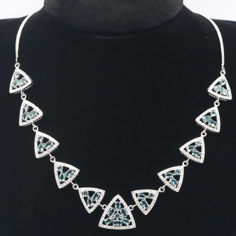 Великолепное женское свадебное Серебряное ожерелье 18x18 мм с лондонским голубым