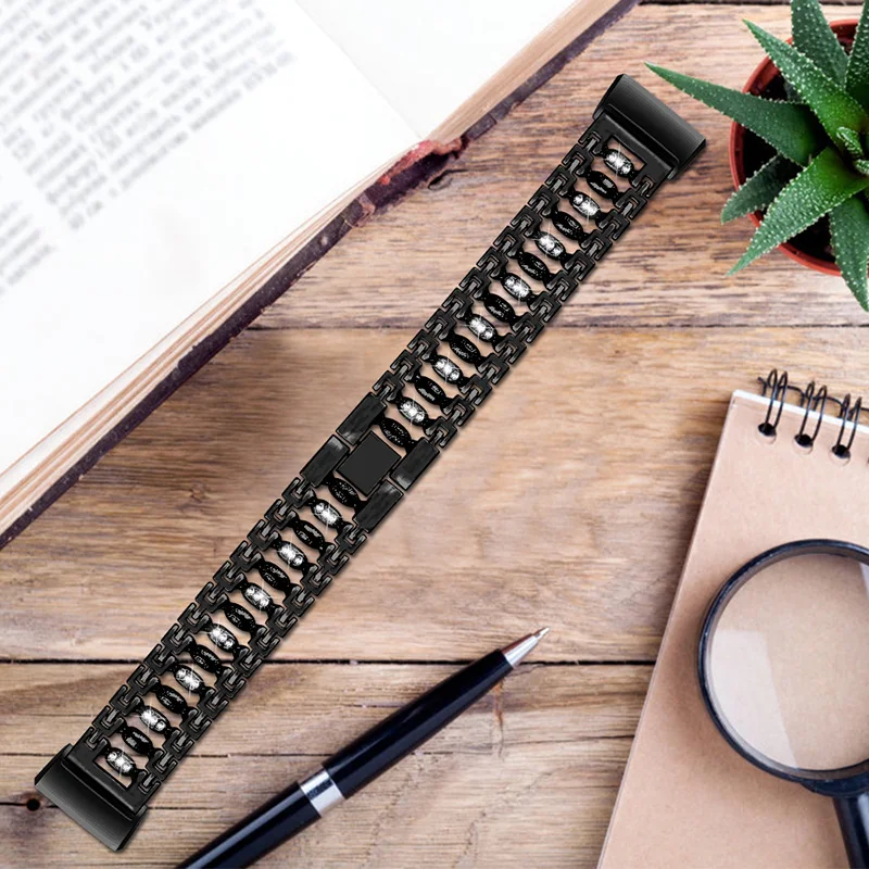 

Stainless Steel Rhinestone Watch Band Replacement Bracelet Strap for FitbitCharge 3 NC99