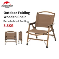 naturehike 3 3kg portable folding wooden chair outdoor camping garden picnic hiking furniture 120kg bearing weight easy storage