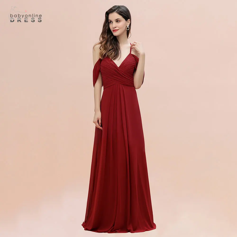 

Babyonlinedress 50 Colors Chiffon Long Evening Dress Pleat Criss-cross Backless Wedding Event Dress Woman Dress Off The Shoulder