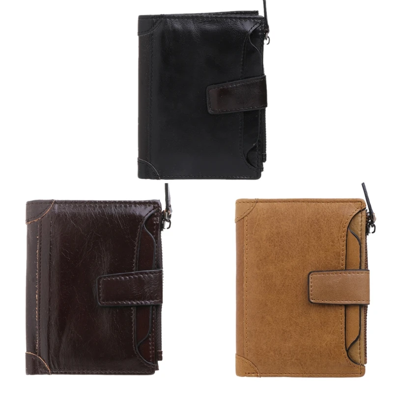 

THINKTHENDO Men Vintage Short Wallets Coin Purse for Men Business ID Credit Card Holders Clutch Bifold Pocket Leather Wallet