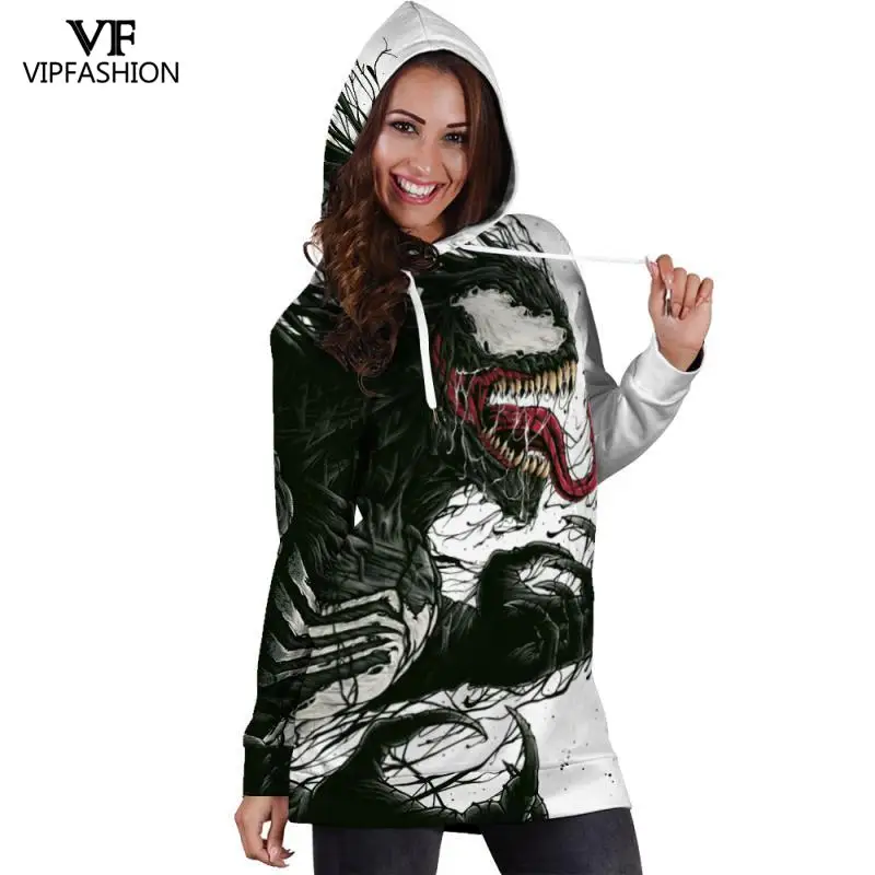 VIP модное осенне-зимнее платье с капюшоном принтом единорога длинным рукавом
