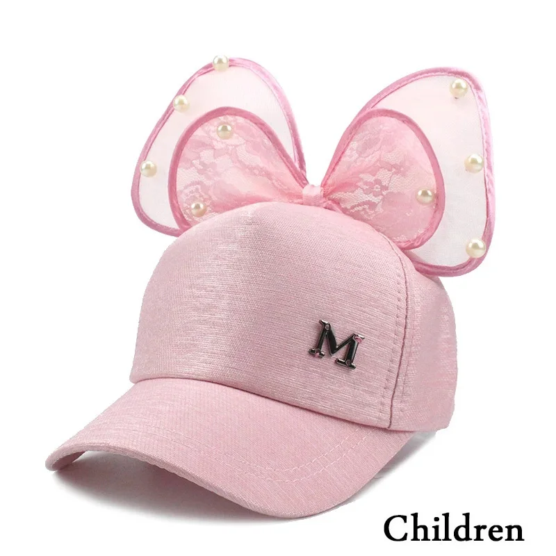 Детская бейсболка с большим бантом мультяшная Кепка милыми ушками для девочек