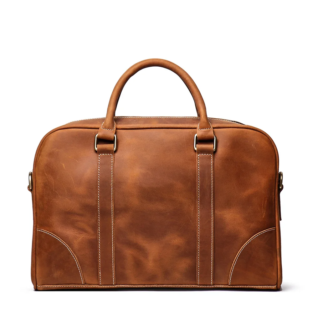 Luxury Real Crazy Horse Leather Men's Business Bag Male Briefcase Large Capacity Travel Shoulder Messenger Laptop Bags