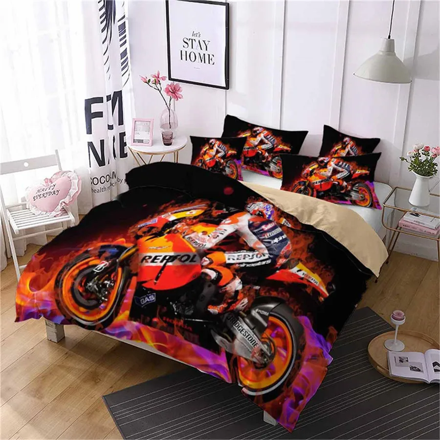HELENGILI 3D Постельное белье с принтом &quotмотоцикл&quot постельное Bedcloth Наволочка на