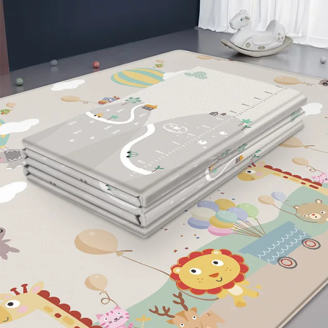 Складной Игровой Коврик для новорожденных детей, игрушки, двойная сторона, без бисфенола, нетоксичный пенопласт, детский игровой коврик, толстый большой двусторонний Коврик для ползания - Цвет: 200X180CM