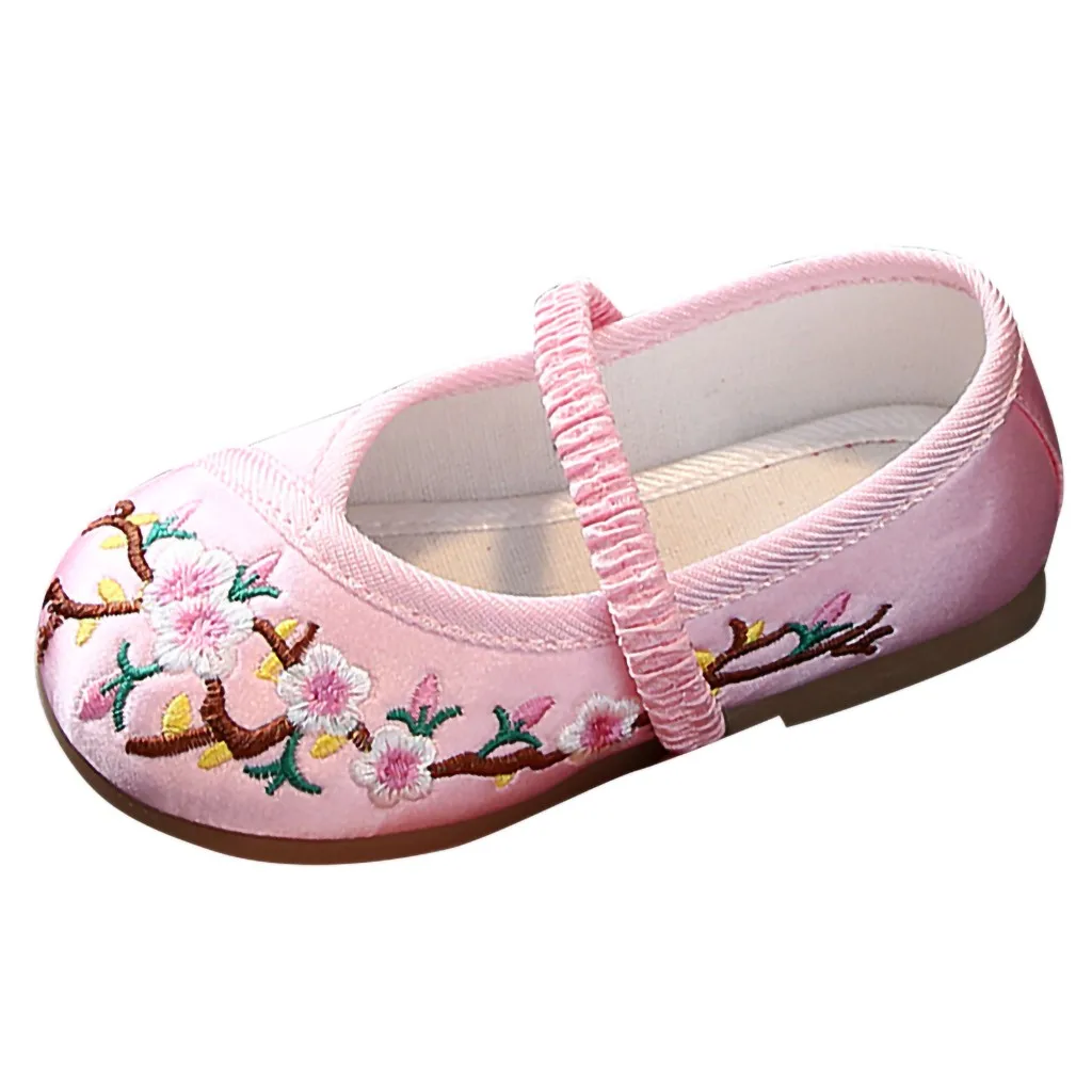 Туфли для маленьких девочек с цветочной вышивкой| |