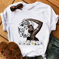 vintage tshirt women flowers black girls magic be happy graphic print t shirt haut femme summer short sleeve t shirt female