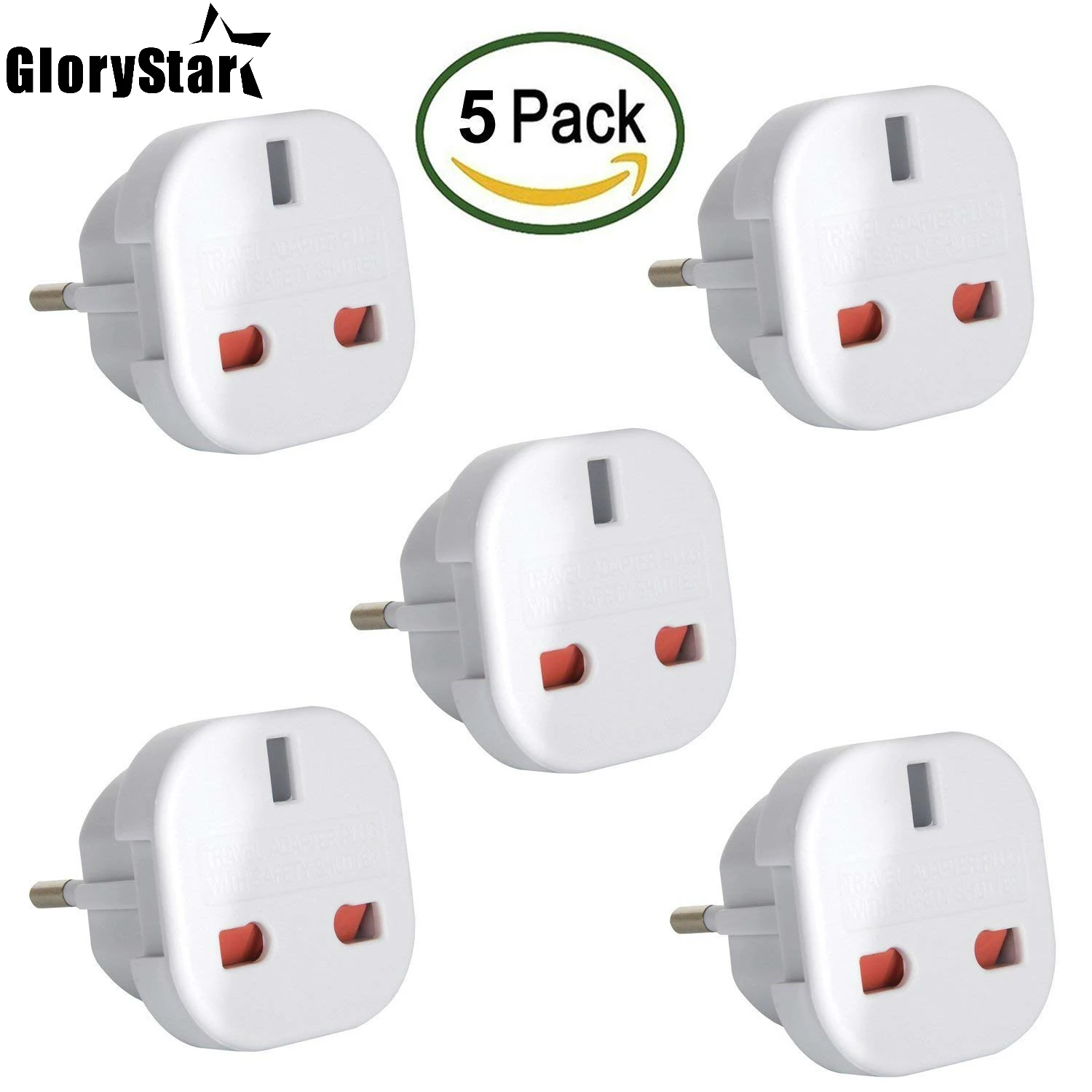 

Travel Adapter UK To EU Euro European Adapter White Plug 2 Pin - Pack of 5