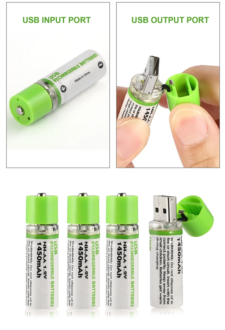 1-10 шт. AA батарея Nimh AA 1,2 в 1450 мАч аккумуляторная батарея Ni-MH USB AA 1450 мАч для дистанционного управления, бритвы, радио использования