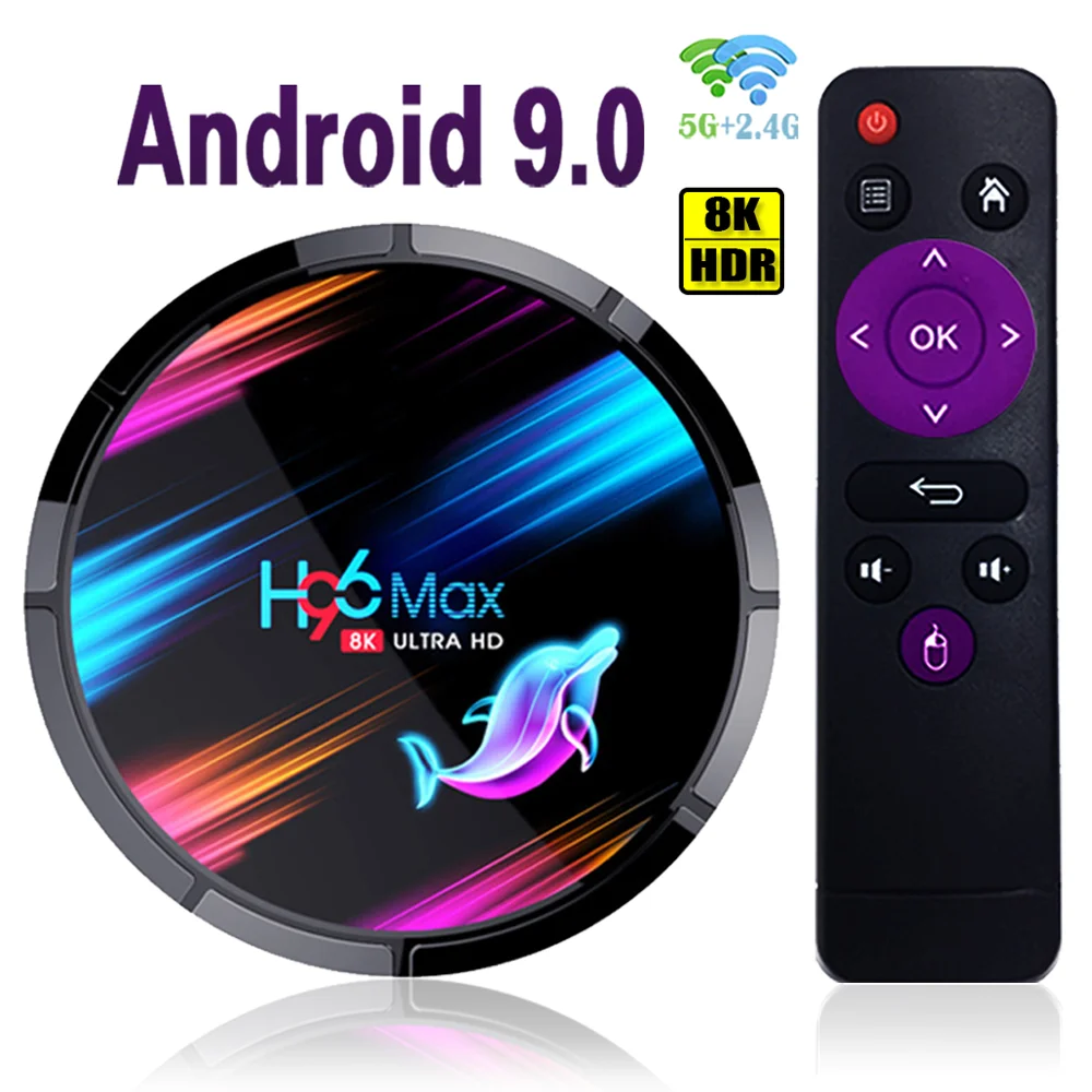 

H96 Max-X3 Tv Box Youtube Media Player Android 9.0 8K 3D Wifi 2.4G&5G Netflix S905X3 4GB RAM 32/64/128GB ROM BT 4.0 Set-Top Box
