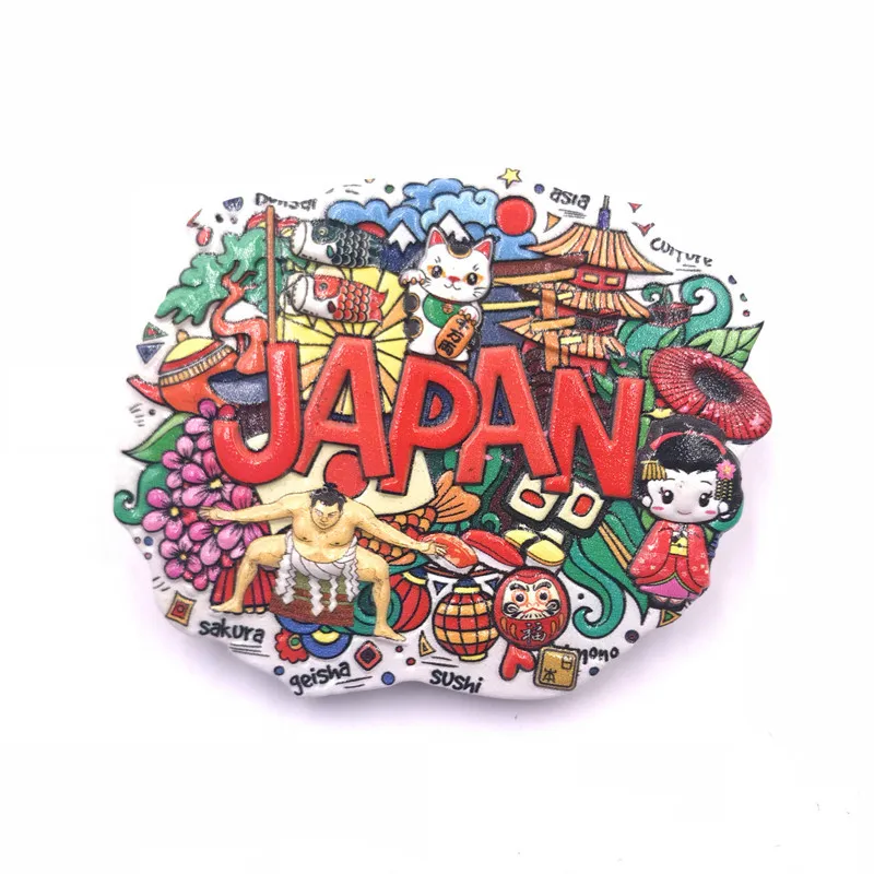 Магнит на холодильник сувенир мир путешествия страны Япония США красочные смолы