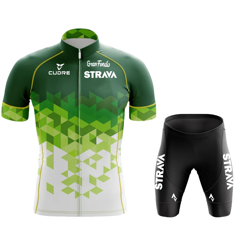 STRAVA New 2022 Men Cycling Jersey Summer Short Sleeve Set Maillot 19D bib shorts Bicycle Clothes Sportwear Shirt Clothing Suit | Спорт и