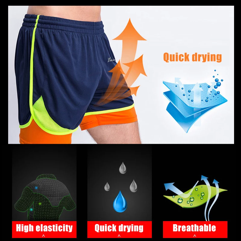 Men's Running Shorts 2 in 1 Quick Dry Sports Basketball Training Exercise Jogging Gym Breathable | Спорт и развлечения