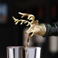 resuable zinc alloy sealed wine stopper 3d animal deer head plastic pourer spout bottle stoppers champagne bar tools party gifts