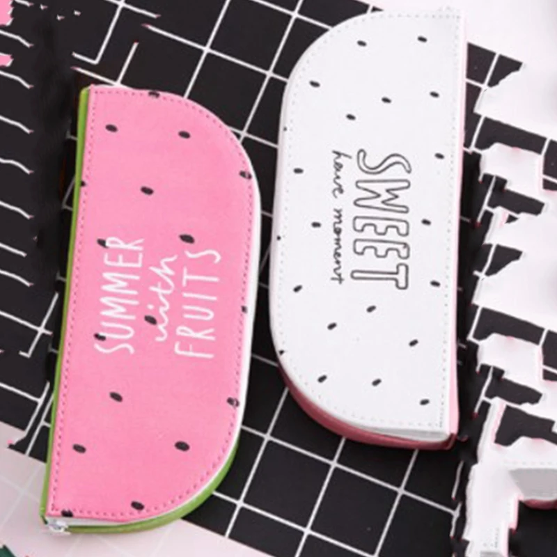 

HOT-PU Leather Fruit Pencil Cases Stationery Store Big Size School Pencil Bag for Students Gifts Pencil Box