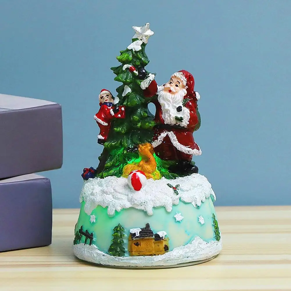 

Resin Christmas Tree Decor With LED Light Music Glowing Village Santa Claus Christmas Tree Home Decor Navidad Xmas Kids Gift