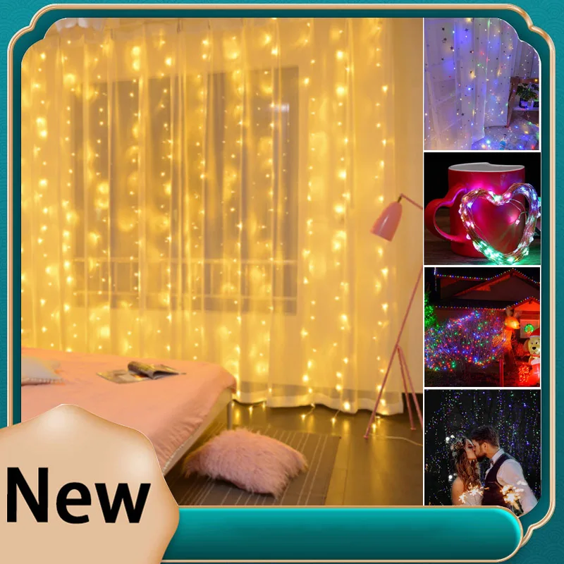 

New 3M LED Curtain String Light Christmas Decorations for Home Garland Decor New Year 2022 Noel Navidad 2021 Christmas Ornaments
