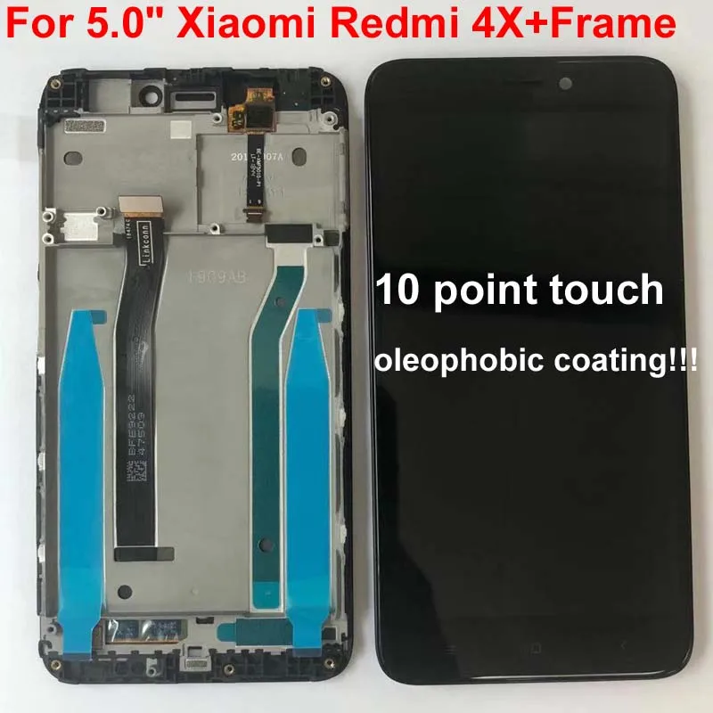Для 5," Xiaomi Redmi 4X ЖК-экран+ сенсорная панель дигитайзер с рамкой для Redmi 4X дисплей Поддержка 10Touch