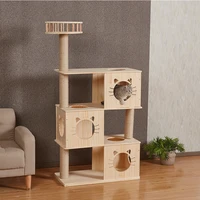 Solid Wood Cat Nest Sisal Grinding Claw Paper Cylinder Column Cat House Unique Door Window Design Multifunctional Cat Products