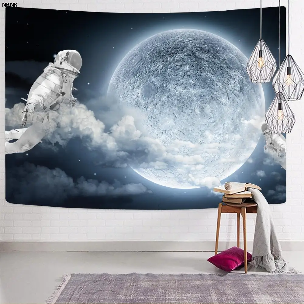 

NKNK Astronaut Tapiz Galaxy Home Tapestrys Moon Tapestries Psychedelic Rug Wall Wall Hanging Mandala Witchcraft Printed