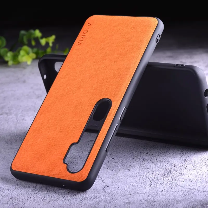 Orange Текстильный чехол для Xiaomi mi note 10 pro, Жесткий ПК+ Мягкий ТПУ+ текстильный кожаный чехол, чехлы для mi note 10 pro - Цвет: Orange