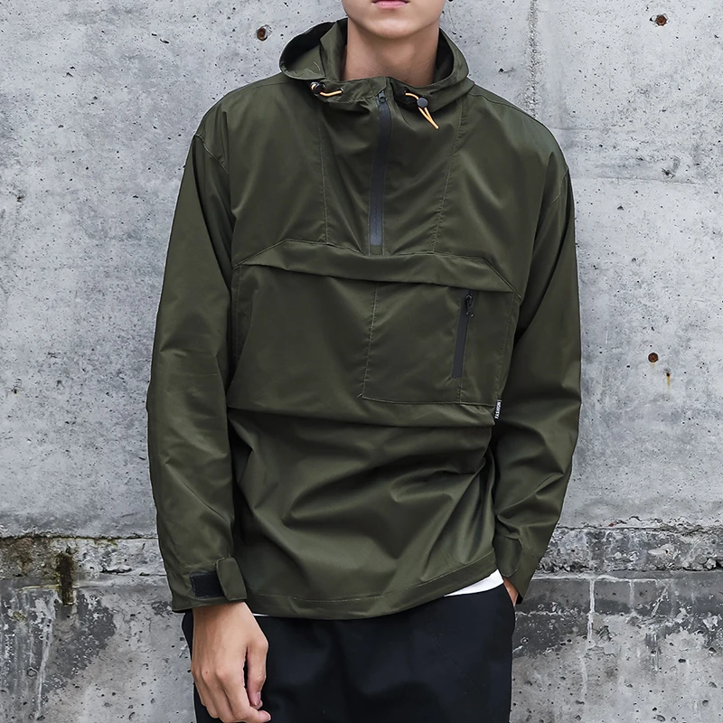 Куртка-карго мужская с капюшоном ветровка водонепроницаемая модная уличная