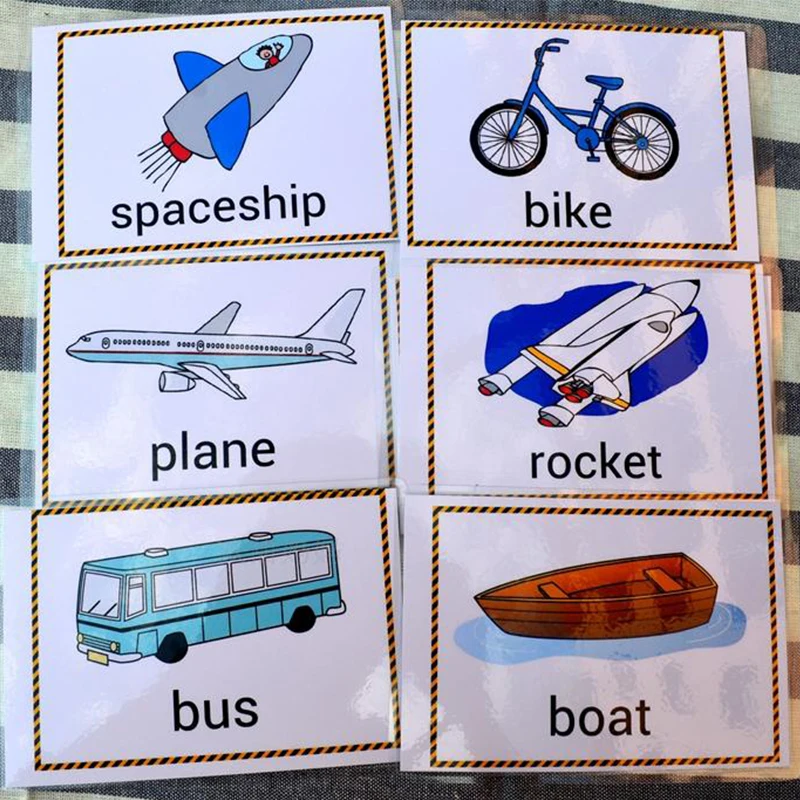 22 шт. дорожные инструменты английские слова карты для детей автобус велосипед