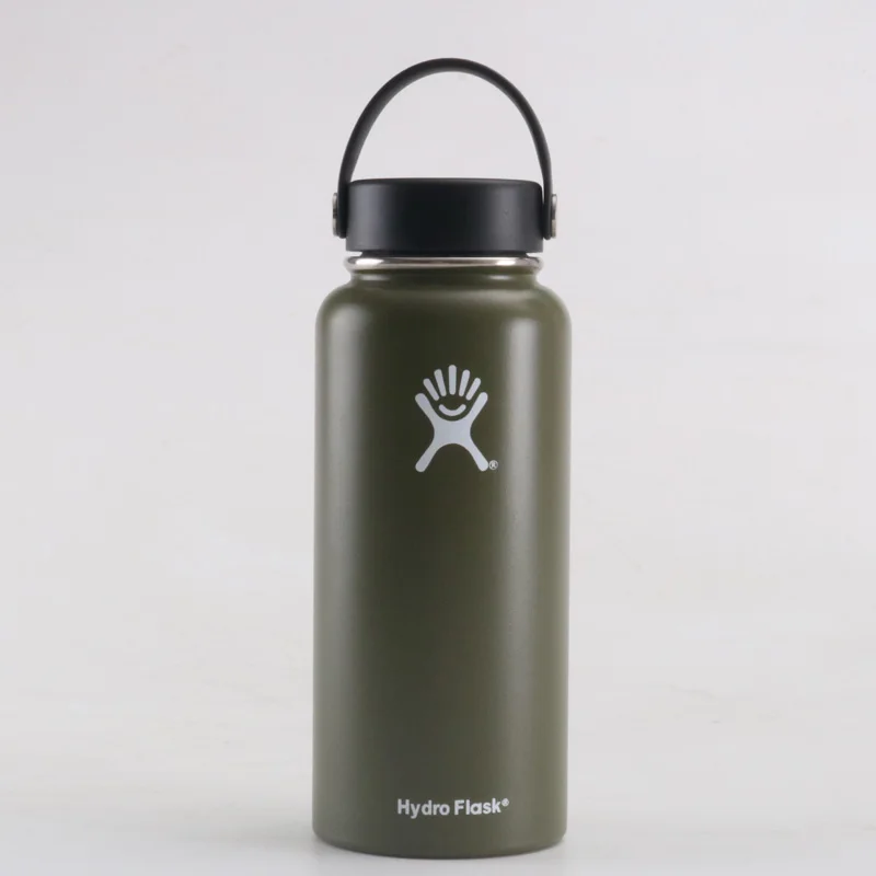 Army Green Бутылка для воды из нержавеющей стали, бутылка для воды с вакуумной изоляцией, переносная термобутылка с широким горлом для путешествий, 32 унции/40 унций - Цвет: Army Green