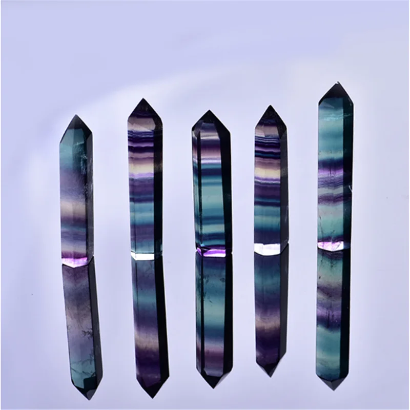 

Natural Crystal Rainbow Fluorite Point Healing Stone Hexagonal Towers 4-9cm Obelisk Wand Treatment Stone DIY Energy Ore