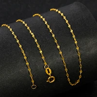 real au750 soild 18k yellow gold necklace lucky 1 4mm four leaf link chain necklace 17inch