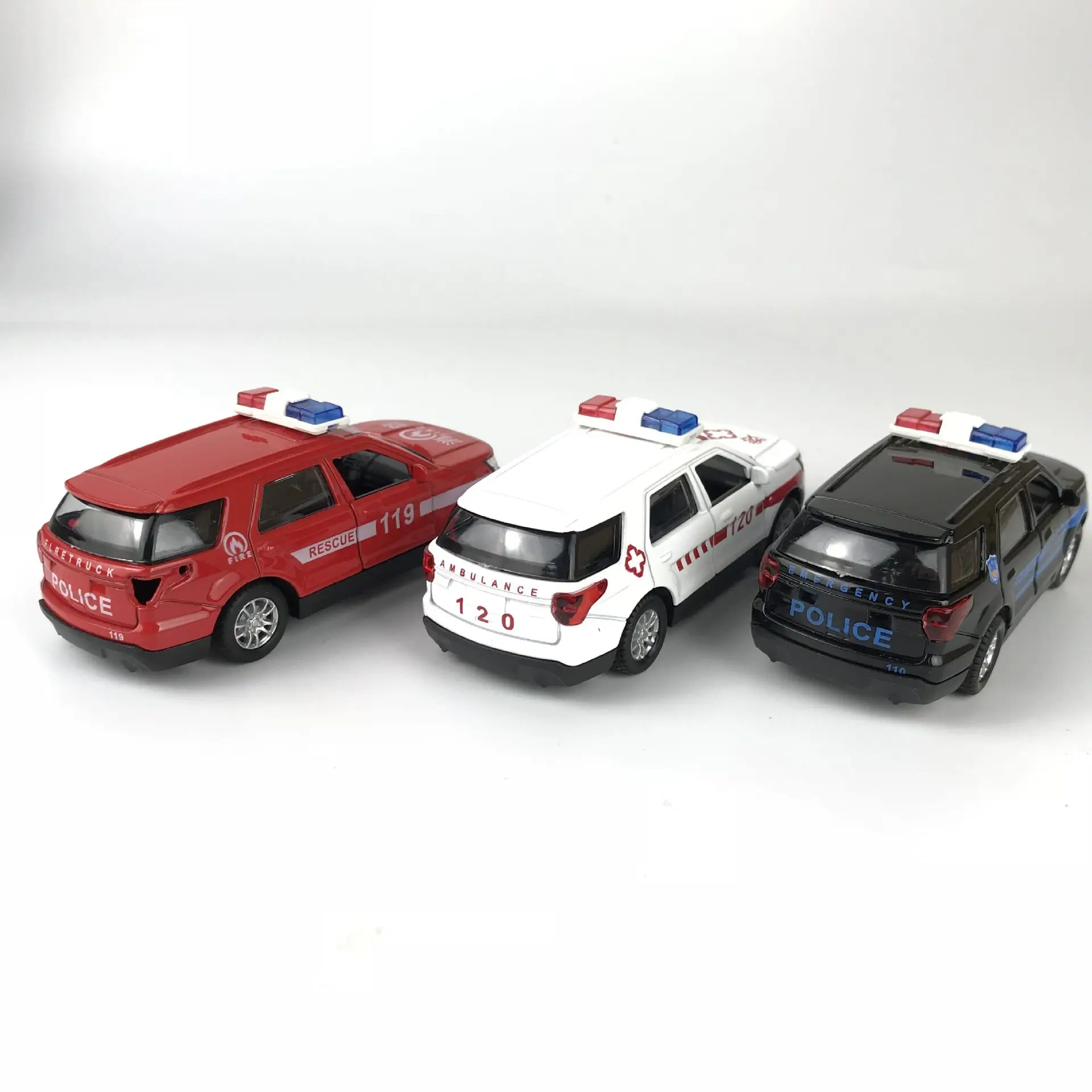 

1:32 Hospital Rescue Ambulance Police Fire Truck Metal Car Model with Pull Back Sound Light Kid Student Toys Boys Festival Gift