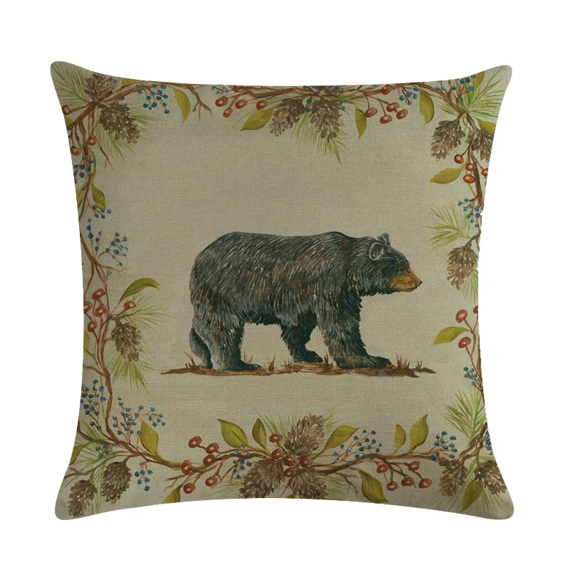 

New Super Soft Linen Cushion Cover Bear Antelope Pillowcase Decorative Pillow Sofa Car Office Square Throw Pillow Case