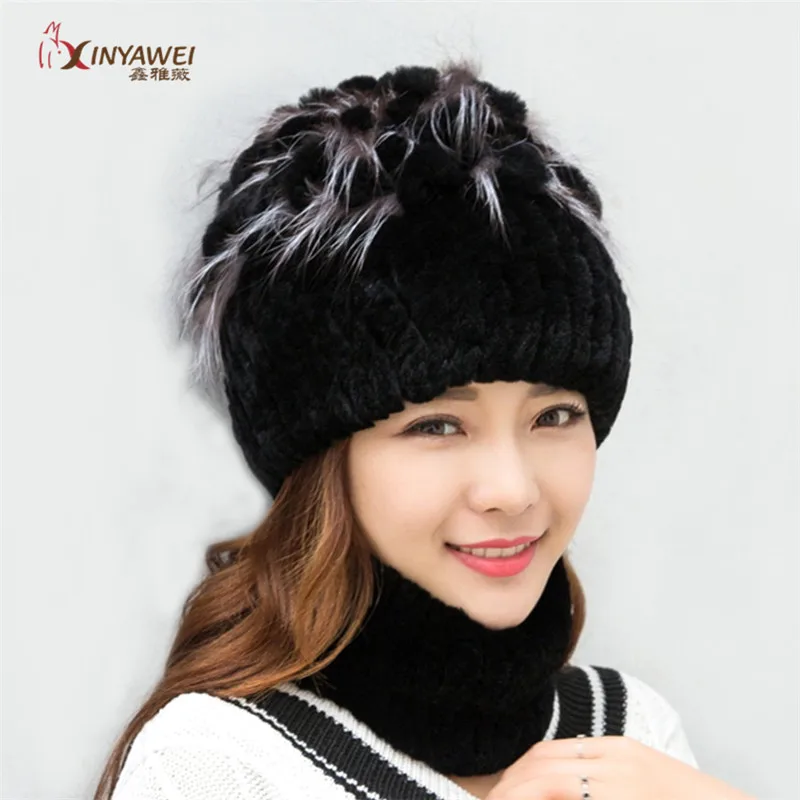 2019 меховые шапки для женщин зимняя шапка из натурального кролика рекс с цветами