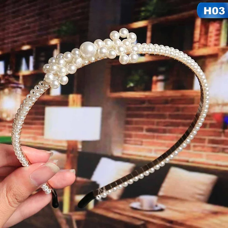 

2020 New Luxury Big Pearl Hairbands Women Bow Sunflower Hair Hoops Girls Hair Accessories Fashion Jewelry Headband