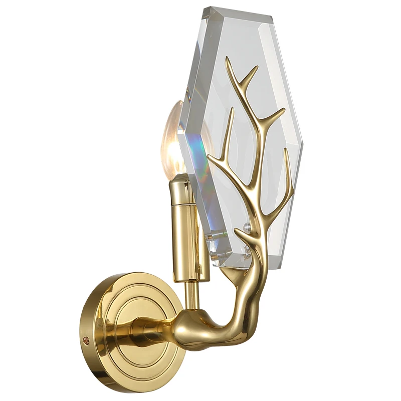 Художественная галерея олень рога Led настенный Бра кристалл светильник для