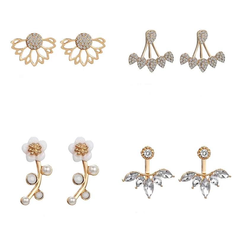 Женские серьги капли с кристаллами и цветком модные ювелирные украшения золотые