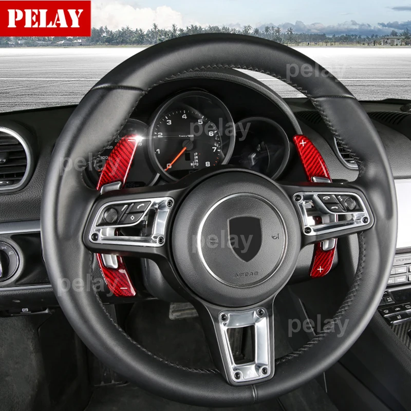 

Carbon Fiber Steering Wheel Shift Paddle Shifters For Porsche Macan 718 911 997 996 Panamera Cayenne Cayman 918 Spyder Boxster