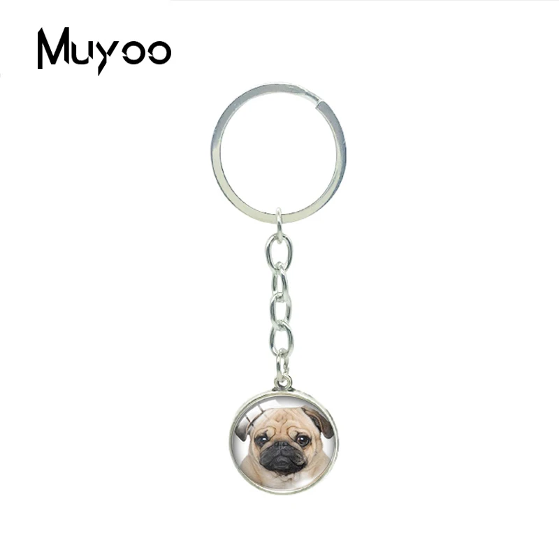 Новинка модный двухсторонний брелок для ключей с изображением милого мопса
