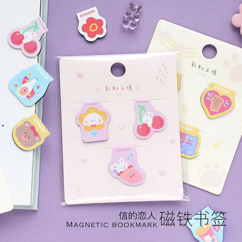 3 шт./партия Закладка для книги Магнитная и милые носки с рисунками зверей из