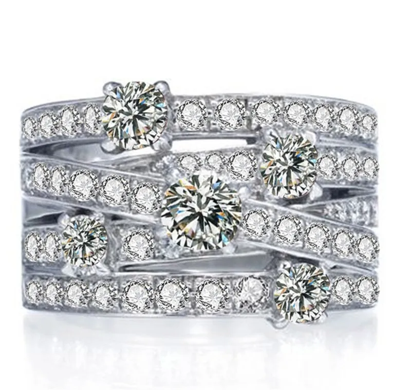 Женское и мужское кольцо из серебра 925 пробы с искусственным бриллиантом|diamond