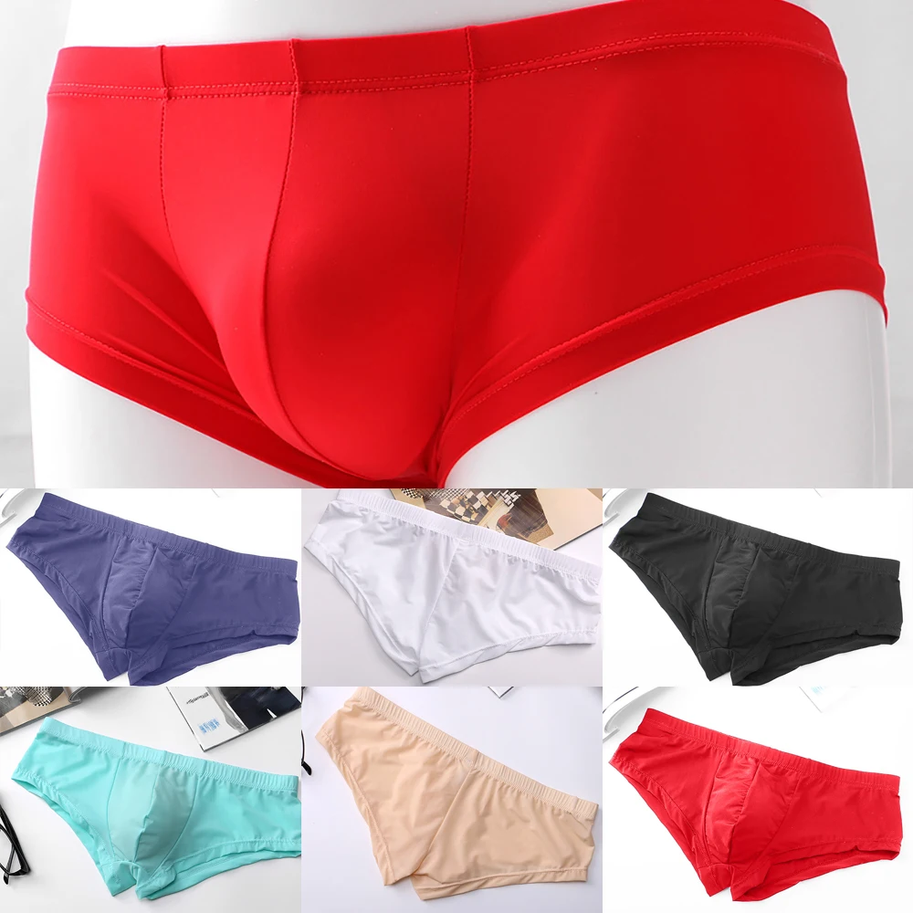 

New Mens Elastic Seamless Underwear Boxers Ultra-Thin Breathable Boxer Shorts Cueca Ice Silk Seamless Low Waist Soft Underpants
